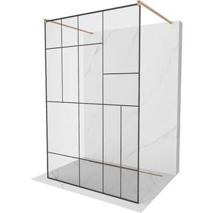 MEXEN/S - Kyoto samostatne stojaca sprchová zástena 100 x 200, čierny vzor 8 mm, meď kartáčovaná 800-100-002-65-78 vyobraziť