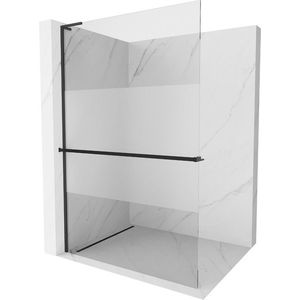 MEXEN/S - Kioto+ L Sprchová zástena WALK-IN s poličkou a držiakom uterákov 110 x 200, transparent/dekor, čierna - 800-110-123-70-30 800-110-123-70-35 vyobraziť