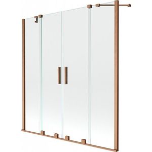 MEXEN/S - Velar Duo Dvojkrídlová posuvná vaňová zástena 150 x 150, transparent, kartáčovaná meď 896-150-000-02-65 vyobraziť
