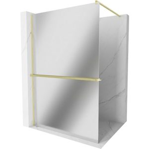 MEXEN/S - Kioto+ Sprchová zástena WALK-IN s poličkou a držiakom uterákov 100 x 200, zrkadlová, zlatá kartáčovaná 800-100-121-55-50 vyobraziť