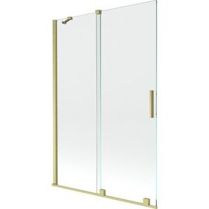 MEXEN/S - Velar Dvojkrídlová posuvná vaňová zástena 150 x 150, transparent, zlatá kartáčovaná 896-150-000-01-55 vyobraziť