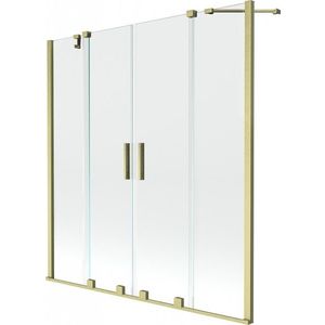 MEXEN/S - Velar Duo Dvojkrídlová posuvná vaňová zástena 150 x 150, transparent, zlatá kartáčovaná 896-150-000-02-55 vyobraziť