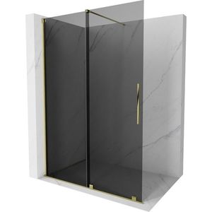 MEXEN/S - Velar Sprchová zástena posuvná Walk-in 130 x 200, grafit 8 mm, zlato 871-130-000-43-50 vyobraziť