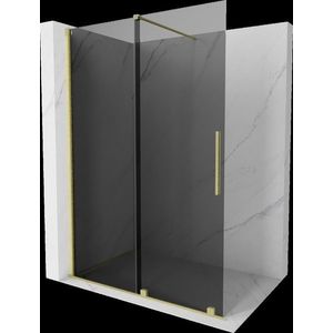MEXEN/S - Velar Sprchová zástena posuvná Walk-in 130 x 200, grafit 8 mm, zlato kefovaná 871-130-000-43-55 vyobraziť