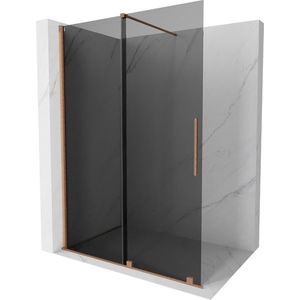MEXEN/S - Velar Sprchová zástena posuvná Walk-in 140 x 200, grafit 8 mm, meď kartáčovaná 871-140-000-43-65 vyobraziť