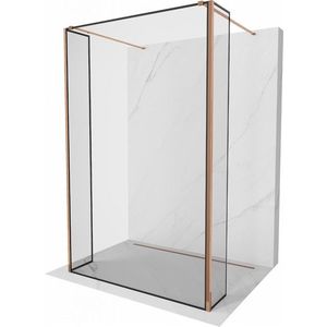 MEXEN/S - Kyoto Sprchová zástena WALK-IN voľne stojaca 90 x 30 x 30, čierna vzor, ružové zlato 800-090-030-222-60-70-030 vyobraziť