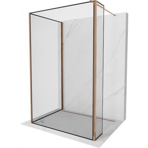 MEXEN/S - Kyoto Sprchová zástena WALK-IN 100 x 100 x 30, čierna vzor, ružové zlato 800-100-100-221-60-70-030 vyobraziť