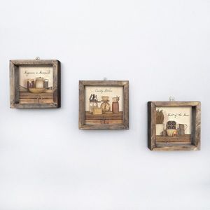 Súprava nástenných obrazov Countries 15x15 cm 3 ks béžová vyobraziť