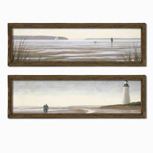 Súprava obrazov Lighthouse 2 ks 19x70 cm hnedá vyobraziť