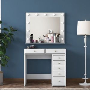 Toaletný stolík Melissa 03 s LED zrkadlom biely/čirý vyobraziť