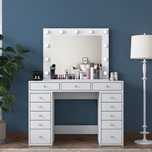 Toaletný stolík Melissa 04 s LED zrkadlom biely vyobraziť