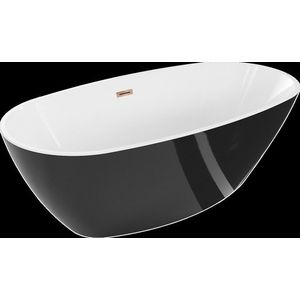 MEXEN/S - Eris voľne stojaca vaňa 180 x 95, biela/čierna, sifón a prepad ružové zlato 53441809575-60 vyobraziť