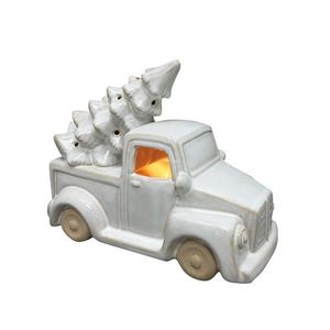 Vianočná LED dekorácia auto SANTA LILA 15, 5 cm biela vyobraziť