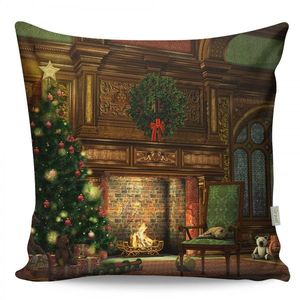 Vianočný dekoračný vankúš s krbom VASO 43x43 cm vyobraziť