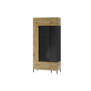 Vitrína Lucas II 12 90 cm dub Artisan/čierna vyobraziť