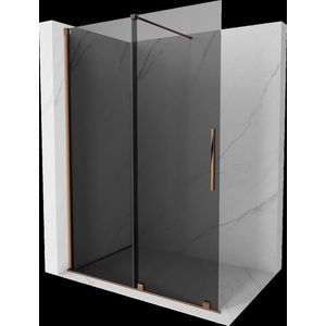 MEXEN/S - Velar Sprchová zástena posuvná Walk-in 140 x 200, grafit 8 mm, ružové zlato 871-140-000-43-60 vyobraziť