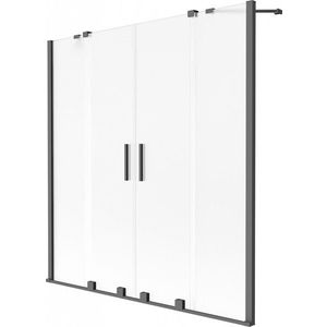 MEXEN/S - Velar Duo dvojkrídlová posuvná vaňová zástena 150 x 150, dekor, grafit metal 896-150-000-32-95 vyobraziť