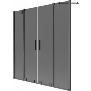 MEXEN/S - Velar Duo dvojkrídlová posuvná vaňová zástena 160 x 150, grafit, grafit metal 896-160-000-42-95 vyobraziť