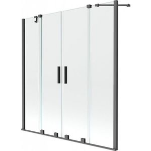 MEXEN/S - Velar Duo dvojkrídlová posuvná vaňová zástena 150 x 150 cm, transparent, grafit metal 896-150-000-02-95 vyobraziť