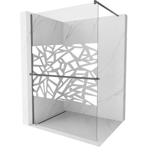 MEXEN/S - Kioto+ Sprchová zástena s poličkou WALK-IN 80 x 200, biela vzor, grafit metal 800-080-121-95-85 vyobraziť