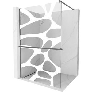 MEXEN/S - Kioto+ Sprchová zástena WALK-IN s poličkou a držiakom uterákov 90 x 200, biely vzor, grafit metal 800-090-121-95-97 vyobraziť