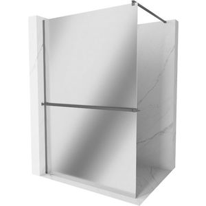 MEXEN/S - Kioto+ Sprchová zástena WALK-IN s poličkou a držiakom uterákov 80 x 200, zrkadlová, grafit metal 800-080-121-95-50 vyobraziť