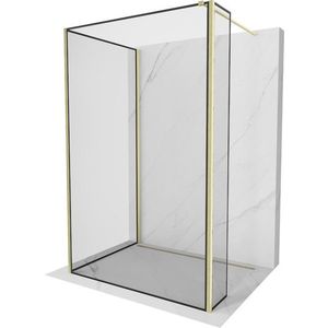 MEXEN/S - Kyoto Sprchová zástena WALK-IN 90 x 70 x 40, čierny vzor, zlatá kartáčovaná 800-090-070-221-55-70-040 vyobraziť