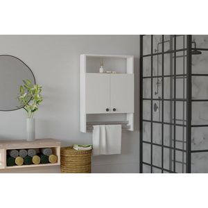 Závesná kúpeľňová skrinka s vešiakom na uteráky Banyo biela vyobraziť
