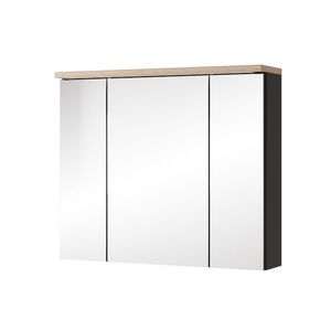 Závesná kúpeľňová skrinka Swing II 58 80 cm so zrkadlom a LED osvetlením čierna/dub Artisan vyobraziť
