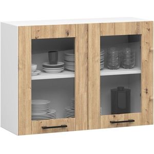 Závesná kuchynská skrinka OLIVIE W 80x58 cm matná biela/dub remeselný vyobraziť