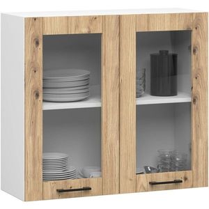Závesná kuchynská skrinka OLIVIE W 80x72 cm biela mat/dub artisan vyobraziť