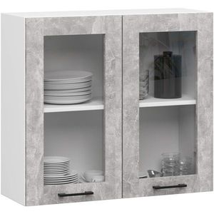 Závesná kuchynská skrinka OLIVIE W 80x72 cm matná biela\/betón vyobraziť
