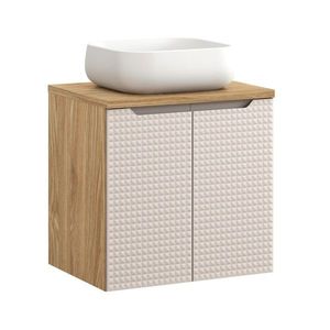 Závesná skrinka Luxor Beige Nika II s doskou a umývadlom béžová/dub olejovaný vyobraziť