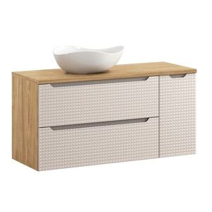 Závesná skrinka Luxor Beige s doskou a umývadlom 120 cm béžová/dub olejovaný vyobraziť