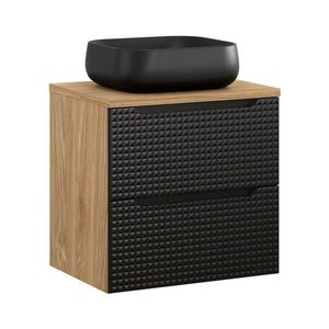 Závesná skrinka Luxor Black Nika s doskou a umývadlom 60 cm čierna/dub olejovaný vyobraziť