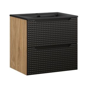 Závesná skrinka Luxor Black Sky I so zápustným umývadlom 60 cm čierna/dub olejovaný vyobraziť