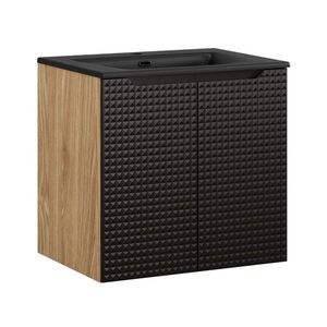 Závesná skrinka Luxor Black Sky II so zápustným umývadlom 60 cm čierna/dub olejovaný vyobraziť