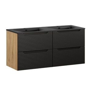 Závesná skrinka Luxor Black Sky so zápustným umývadlom 120 cm čierna/dub olejovaný vyobraziť