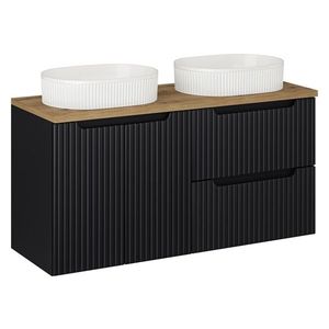 Závesná skrinka Nova Black Beyond s doskou a umývadlom 120 cm čierna/dub evoke vyobraziť