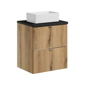 Závesná skrinka Nova Oak Gaja I s doskou a umývadlom 50 cm dub coast evoke/čierna vyobraziť