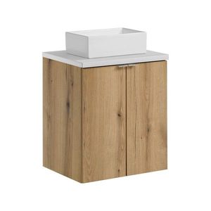 Závesná skrinka Nova Oak Gaja II s doskou a umývadlom 50 cm dub pobrežie evokuje/biela vyobraziť