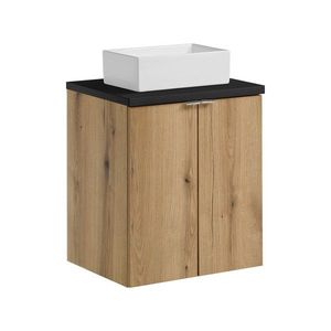 Závesná skrinka Nova Oak Gaja II s doskou a umývadlom 50 cm dub coast evoke/čierna vyobraziť