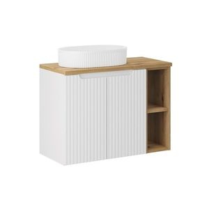 Závesná skrinka Nova White Beyond s doskou a umývadlom 80 cm biela/dub evoke vyobraziť
