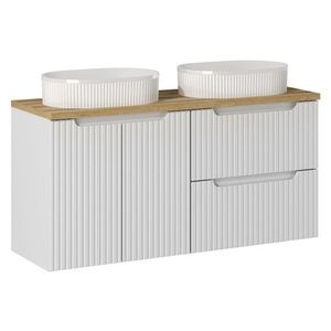 Závesná skrinka Nova White Beyond s doskou a umývadlami 120 cm biela/dub evoke vyobraziť