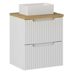 Závesná skrinka Nova White Gaja I s doskou a umývadlom 50 cm biela/dub evoke vyobraziť