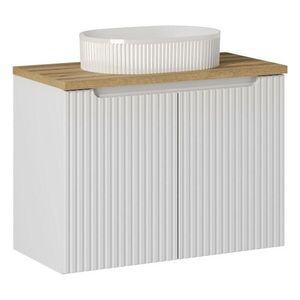 Závesná skrinka pod umývadlo Nova White II s doskou 80 cm biela/dub coast evoke vyobraziť