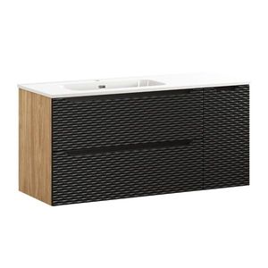 Závesná skrinka Ocean Go so zápustným umývadlom 120 cm čierna/dub olejovaný vyobraziť