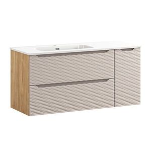 Závesná skrinka Ocean Go2 so zápustným umývadlom 120 cm béžová/dub olejovaný vyobraziť