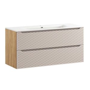 Závesná skrinka Ocean Sky so zápustným umývadlom 120 cm dub olejovaný/béžová vyobraziť