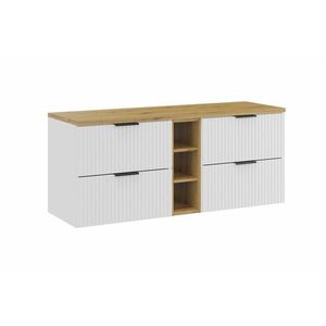 Závesná skrinka pod umývadlo Casad s doskou 140 cm biela/dub artisan vyobraziť